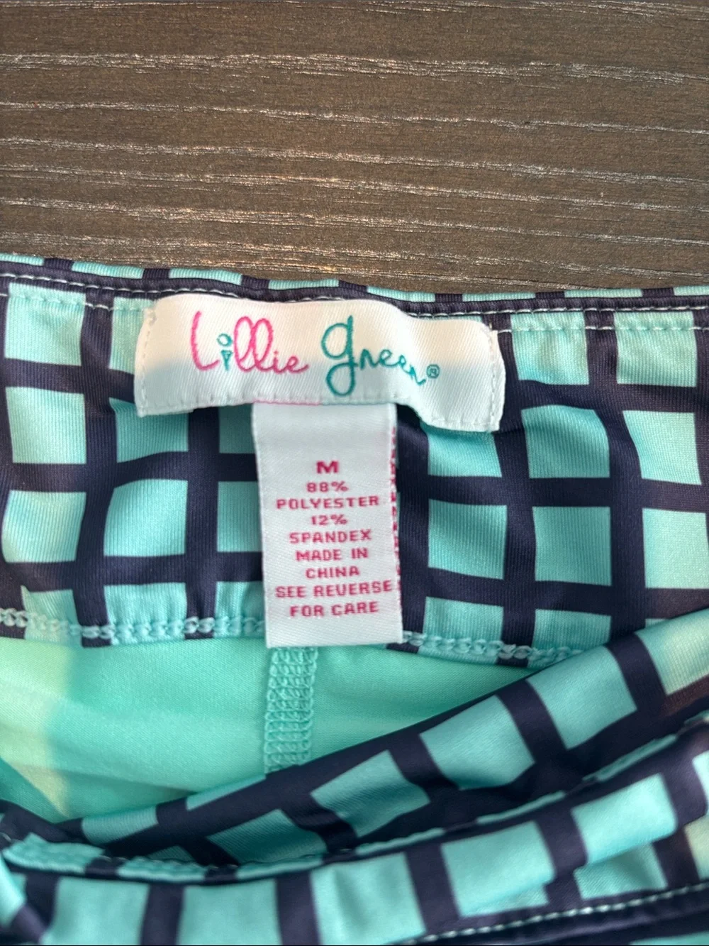 Aqua Grid Golf Print Flared Skirt